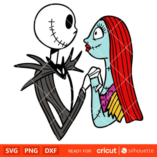 Jack &amp; Sally Svg, Nightmare Before Christmas Svg, Halloween Svg, Horror Movie Svg, Cricut, Silhouette Vector Cut File