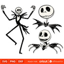 Jack Skellington Bundle Svg, Nightmare Before Christmas Svg, Halloween Svg, Horror Movie Svg, Cricut, Silhouette Vector Cut File