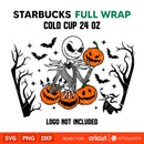 Jack Skellington Halloween Starbucks Full Wrap Svg, Halloween Svg, Spooky Season Svg, Trick or Treat Svg, Cricut, Silhouette Vector Cut File