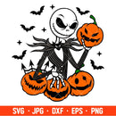 Jack Skellington Pumpkin Svg, Halloween Svg, Spooky Season Svg, Trick or Treat Svg, Cricut, Silhouette Vector Cut File