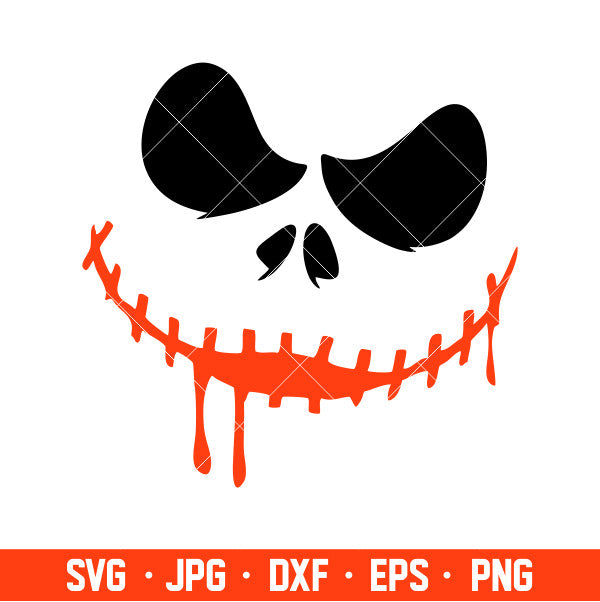 Jack Face Svg, Smiling Jack Svg, Nightmare Svg, Halloween Svg, Cricut, Silhouette Cut File