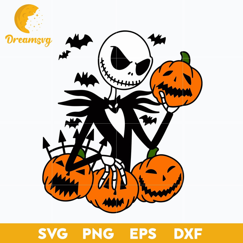 Jack Skellington Pumpkin svg, Halloween svg, png, dxf, eps digital file.