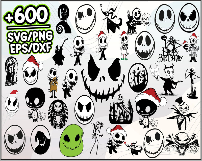 600+ Jack Skellington SVG Bundle, Skelleton SVG, Halloween SVG, Cartoon svg, png, dxf, eps digital file