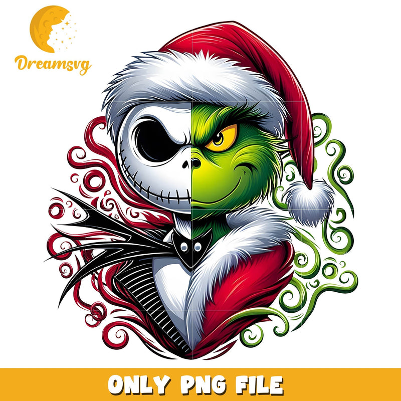 Jack and Grinch cartoon christmas png, jack skellington grinch png