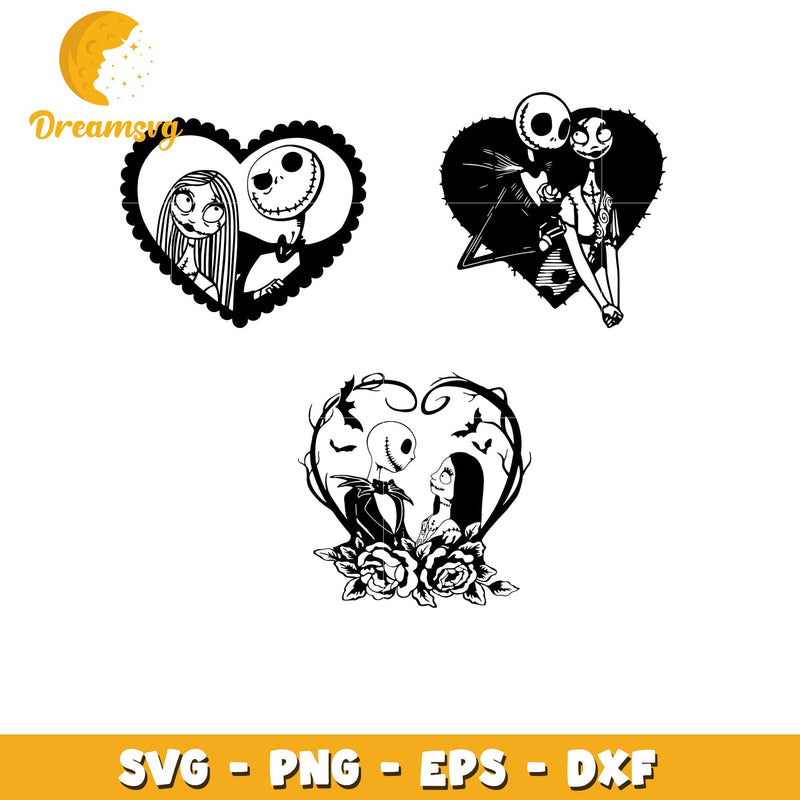 Jack and Sally love bundle svg, nightmare before the christmas svg