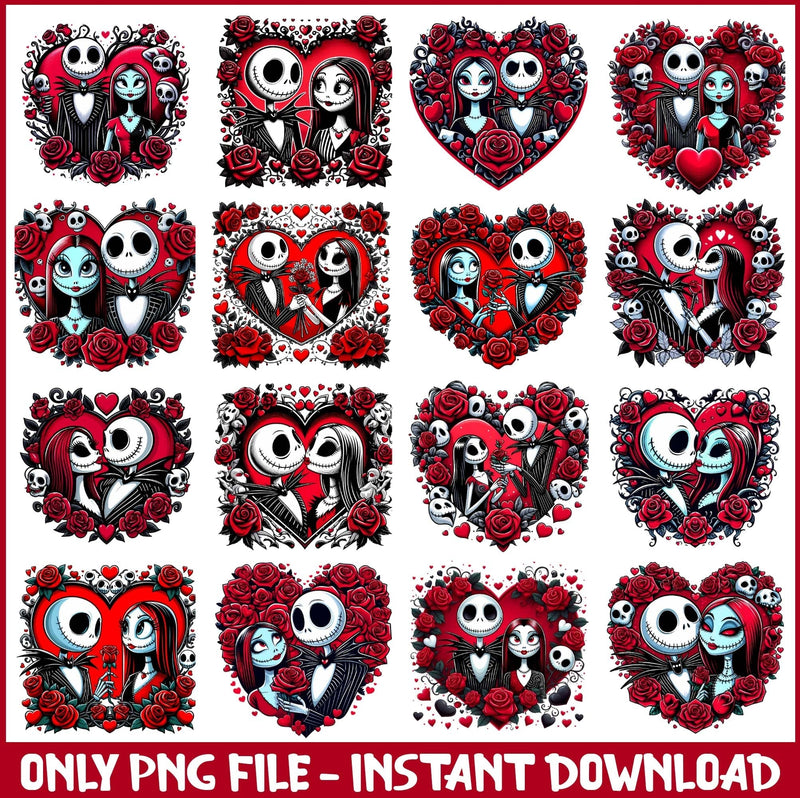 Jack and Sally valentine bundle png