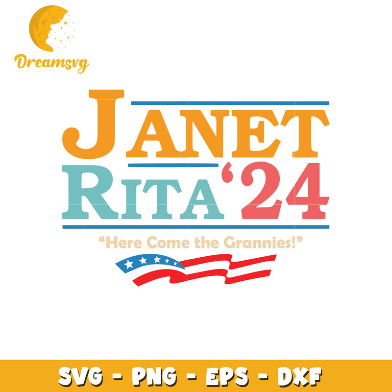 Janet Rita here come grannies font design svg, Janet and Rita svg