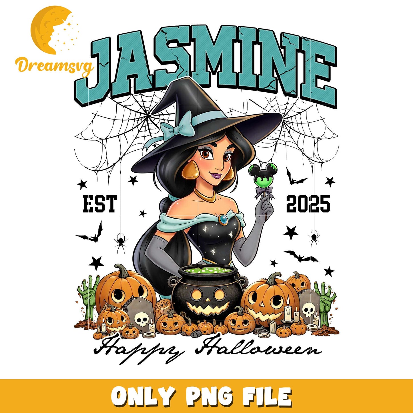 Jasmine halloween png, halloween characters png, halloween design png