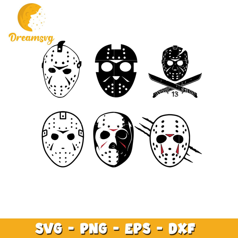 Jason Mask character bundle svg , friday the 13th movies svg