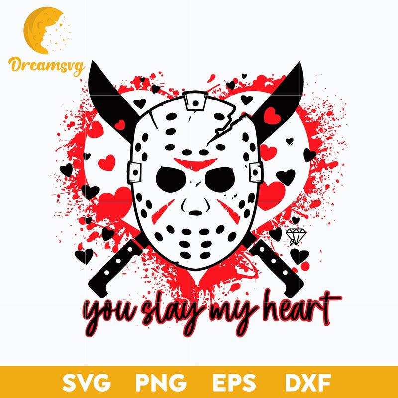 Jason voorhees horror you slay my heart svg, Halloween svg, png, dxf, eps digital file.