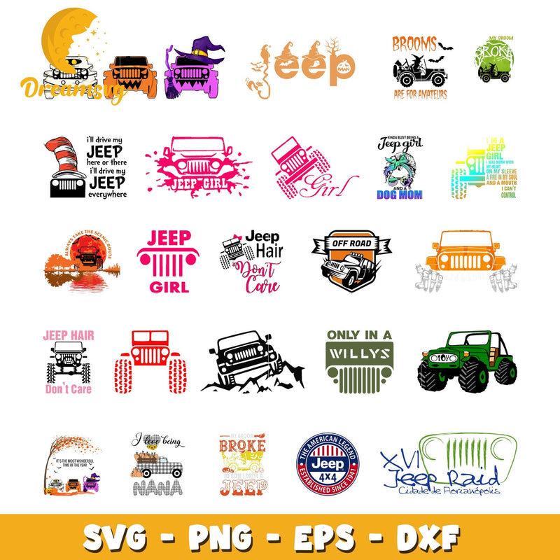 Jeep hair don't care logo bundle svg, jeep logo car svg