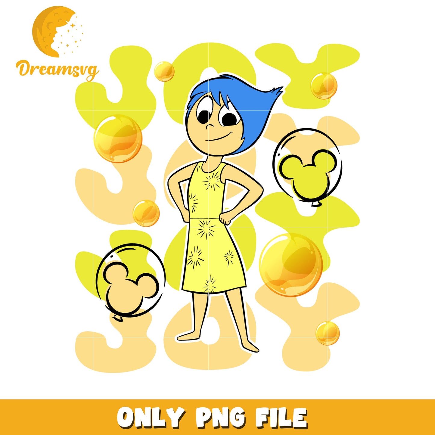 Joyful Character PNG in Yellow with Fun Balloons Design