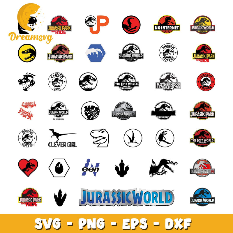 Jurassic park logo design bundle svg, jurassic park symbol svg