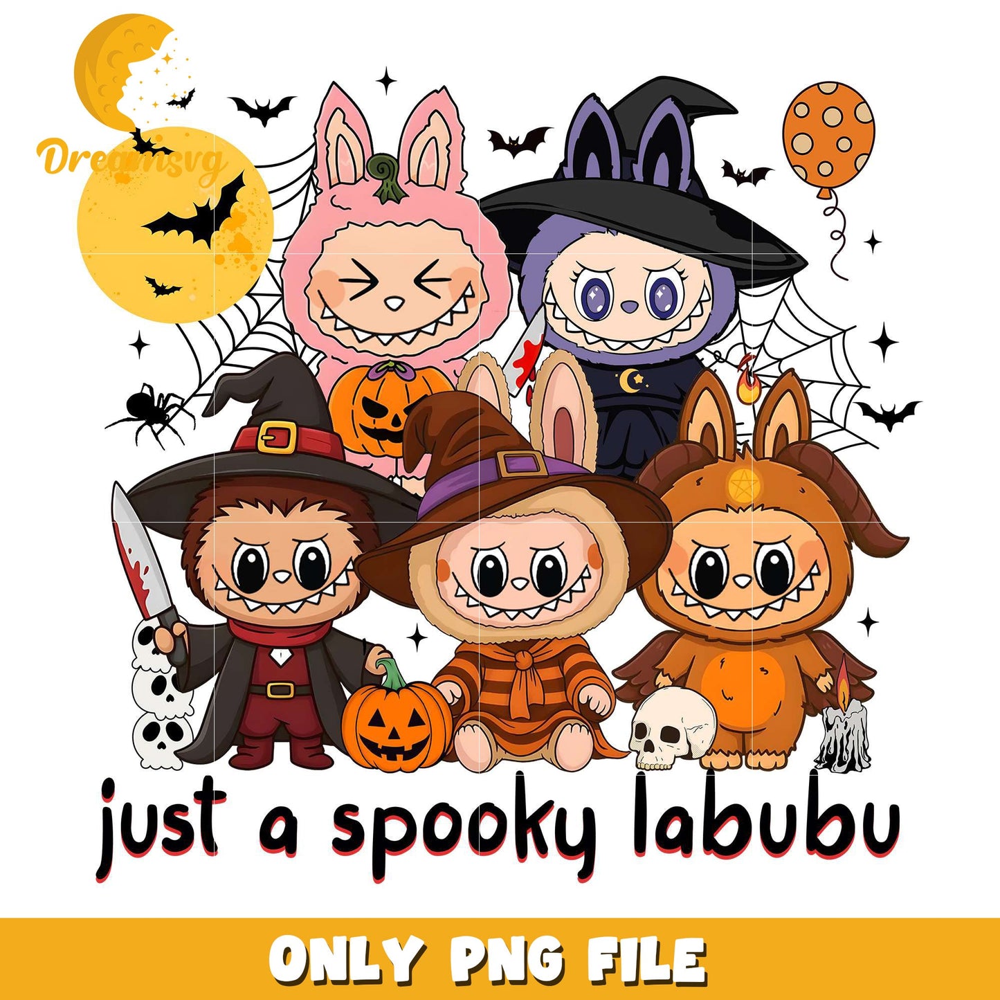 Just a spooky labubu png, halloween cartoons png, halloween movies png