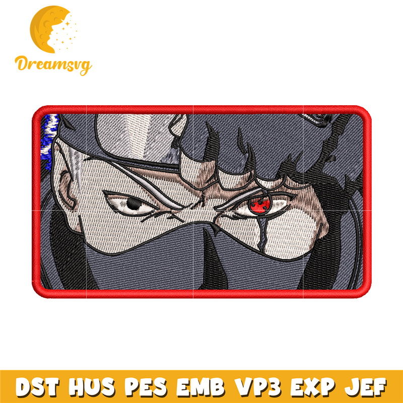 Kakashi angry face embroidery design, Naruto embroidery