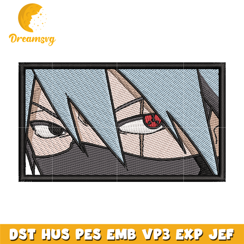 Kakashi embroidery design, Naruto embroidery