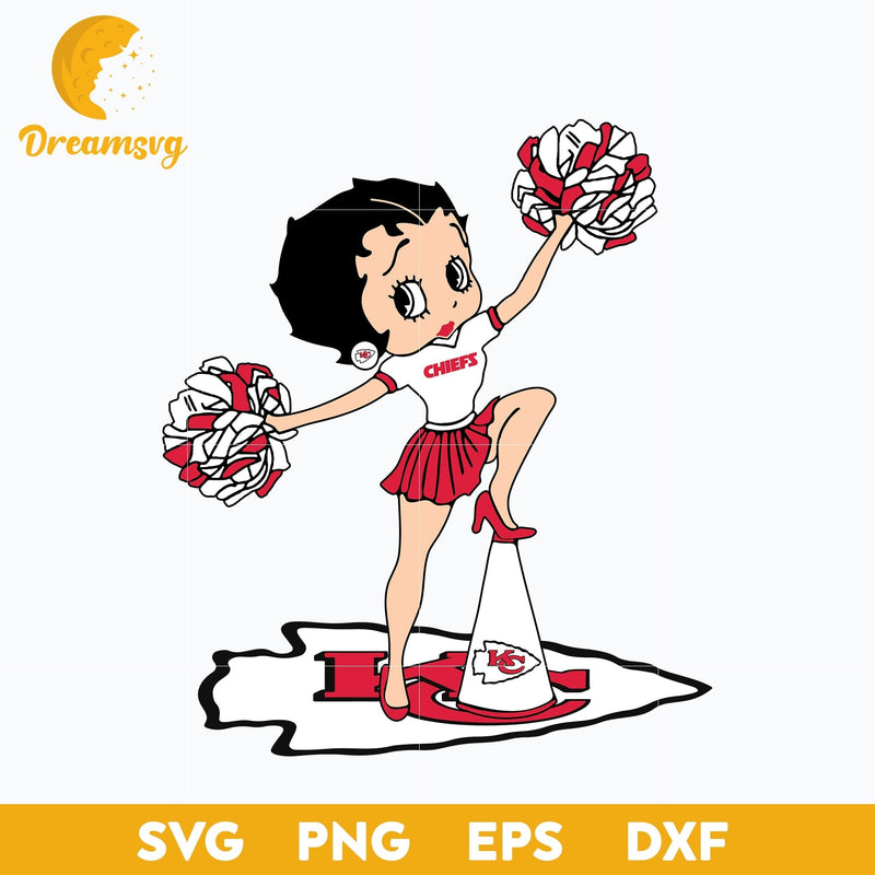 Kansas City Chiefs Betty Boop Cheerleader Nfl Svg, IKansas City Chiefs Svg, Sport Svg, Nfl Svg, Png, Dxf, Eps Digital File.