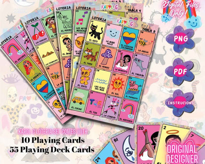 Premier Karol G Mañana Sera Bonito Loteria Full Game Set. Instant Download. PNG/PDF