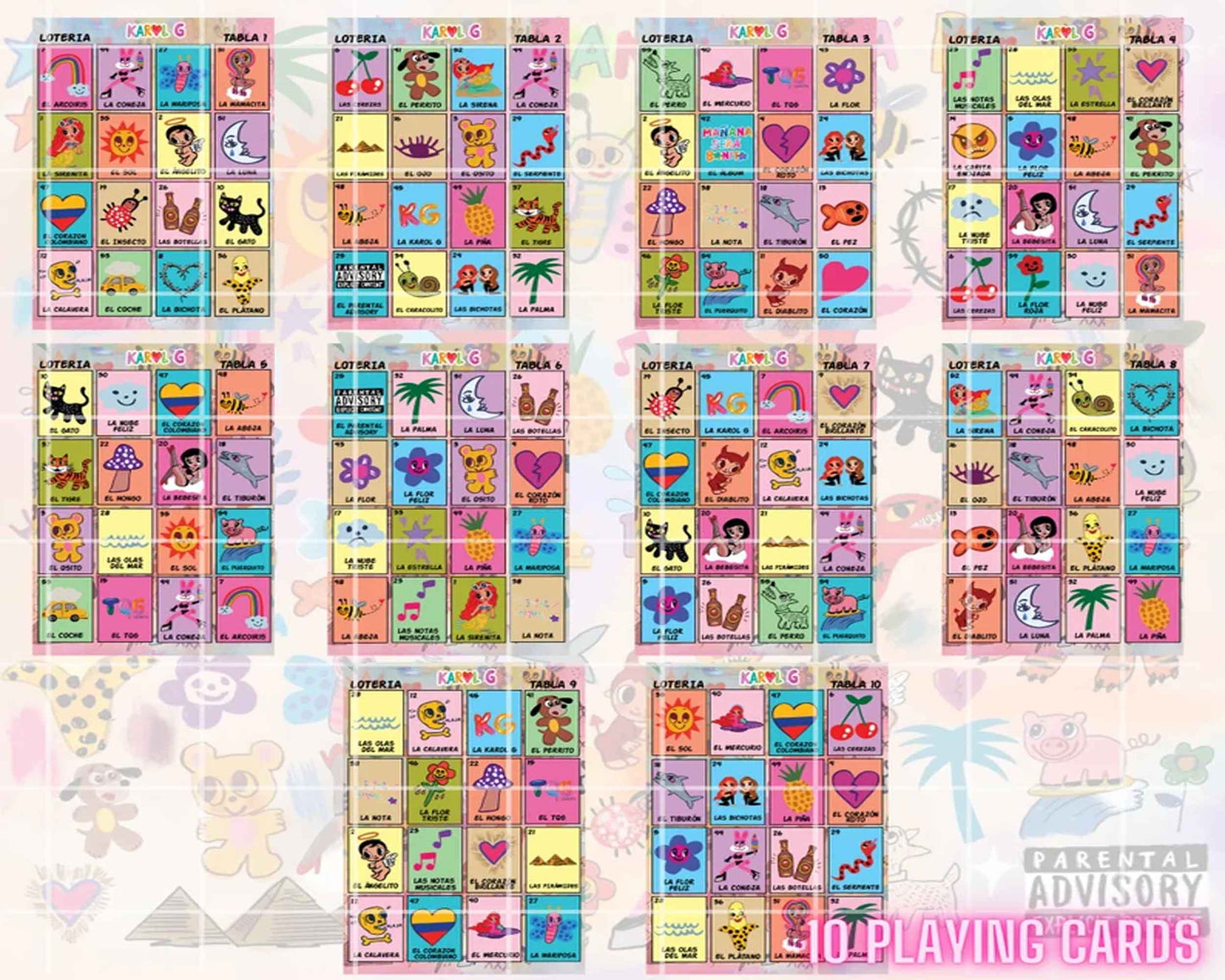 Premier Karol G Mañana Sera Bonito Loteria Full Game Set. Instant Download. PNG/PDF