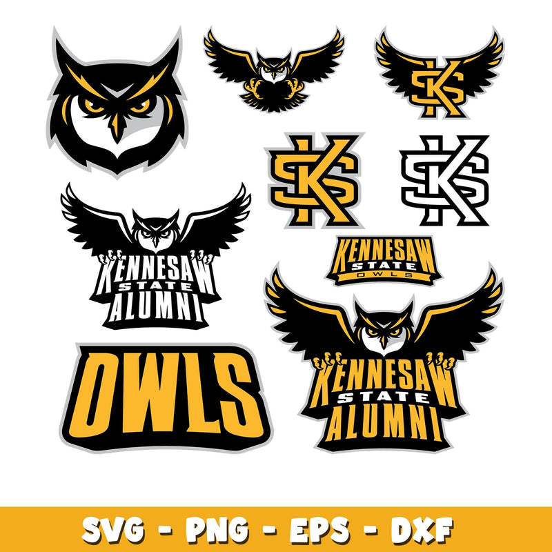 Kennesaw State Owls Bundle svg, Kennesaw State Owls logo svg, ncaa svg