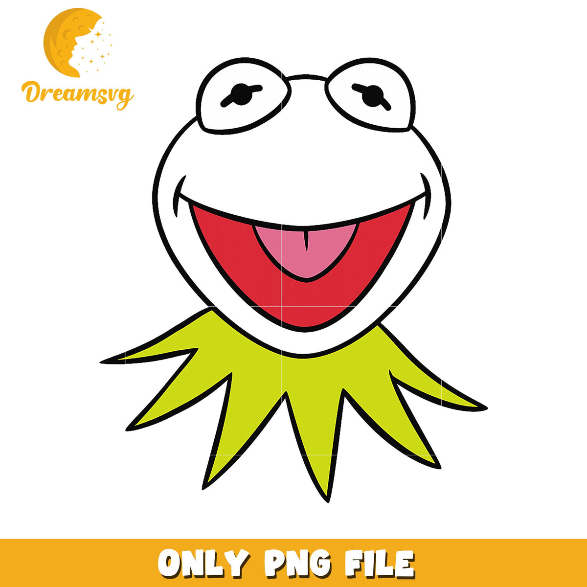 Kermit PNG Happy Frog Face for Crafts