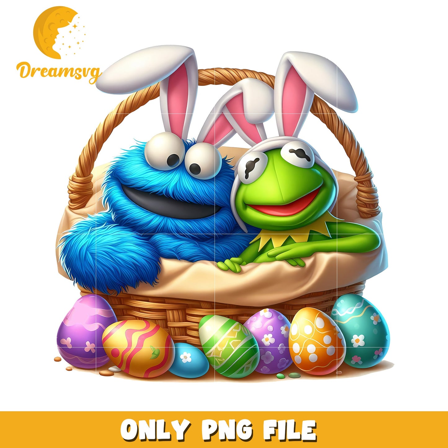 Kermit and monster cookie easter day png, sesame street cast png