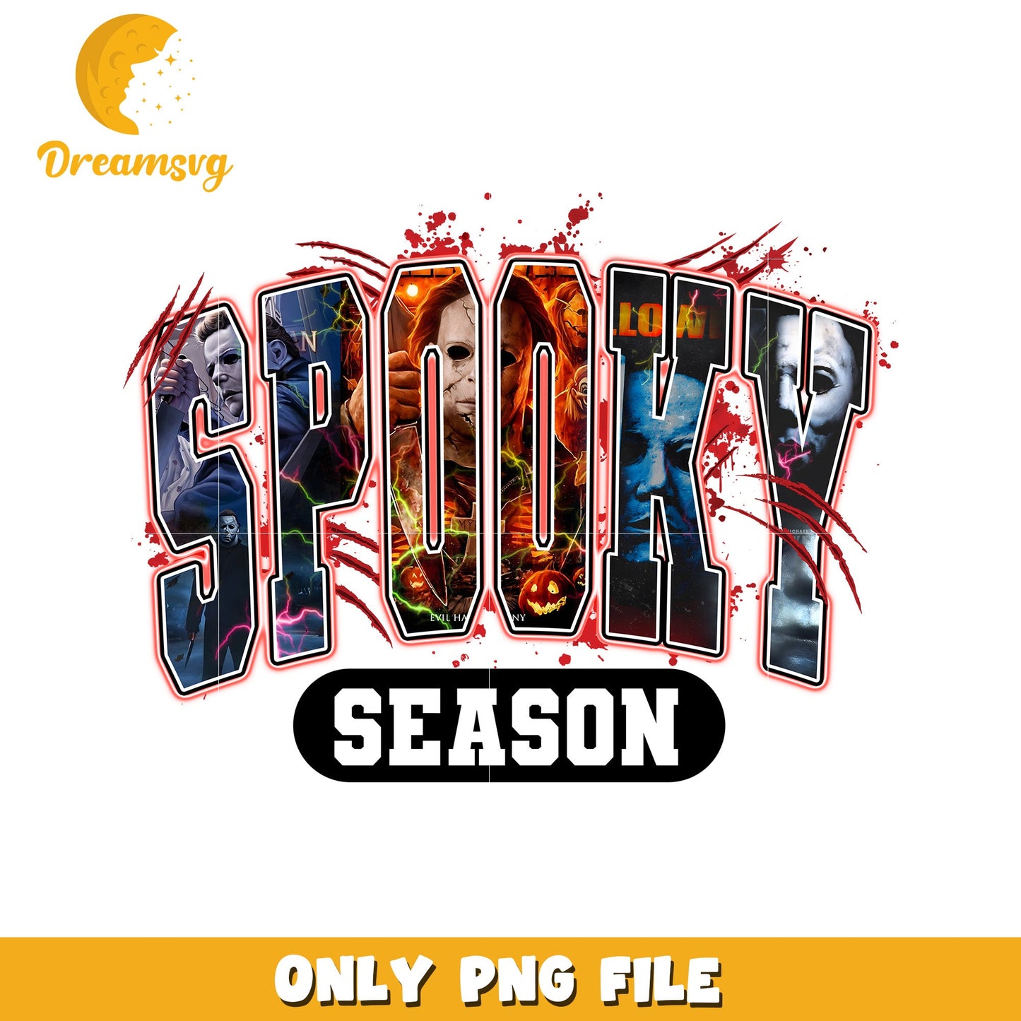 Killers red spooky season design png, halloween png, halloween cartoon png
