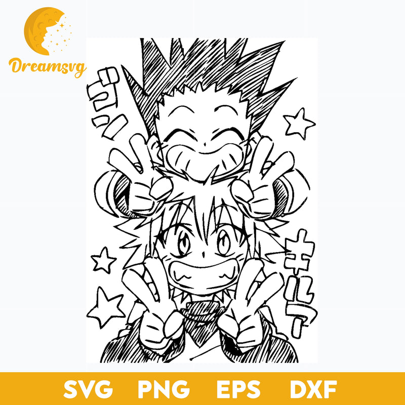 Killua And Gon Svg, Hunter x Hunter Svg, Hunter Anime Svg, Anime Characters Svg, Anime Svg, png, eps, dxf digital download.