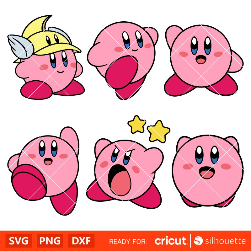 Kirby Bundle Svg, Kirby Little Star Svg, Kirby Face Svg, Games Svg, Cricut, Silhouette Vector Cut File