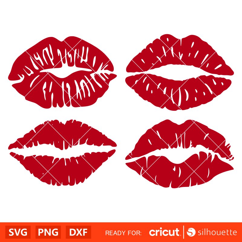 Kiss Lips Svg Bundle, Kiss Lips for Cricut, Silhouette Vector Cut Files