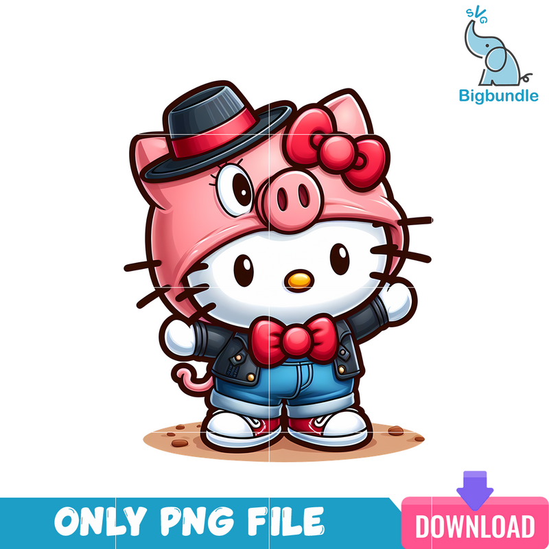 Cute Pig Hello Kitty PNG