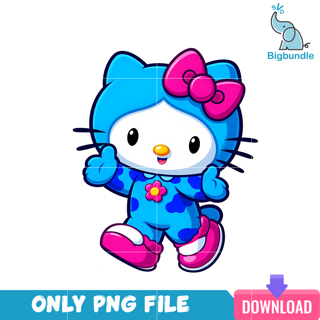 Blue Flower Hello Kitty PNG