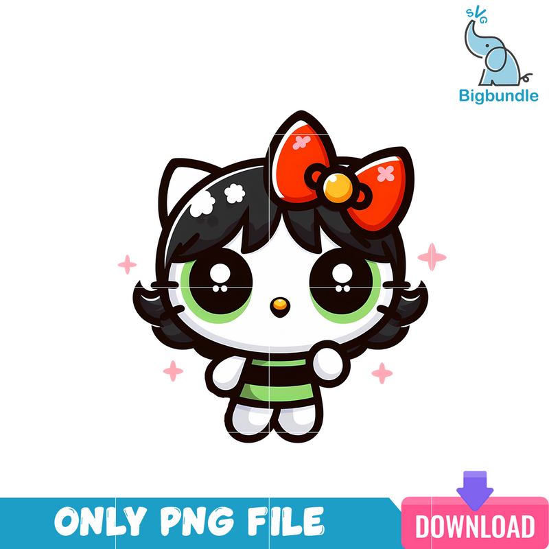 PowerPuff Girls Buttercup Hello Kitty PNG