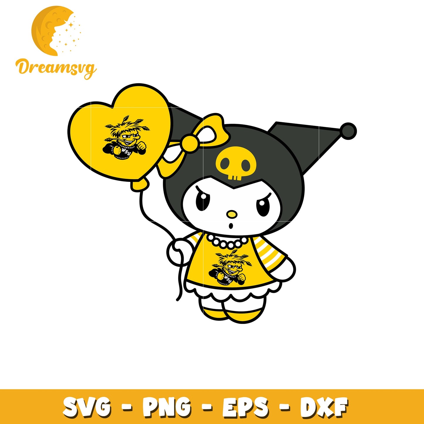 Kuromi SVG Design Yellow & Black Theme