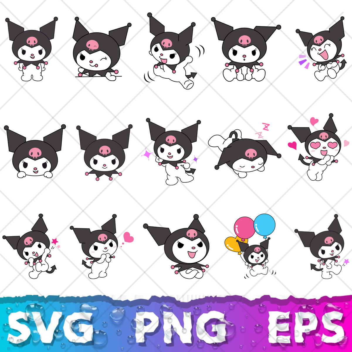Kuromi Clipart Bundle - Kuromi SVG Cut Files for Cricut / Silhouette, PNG Files | Digital Download