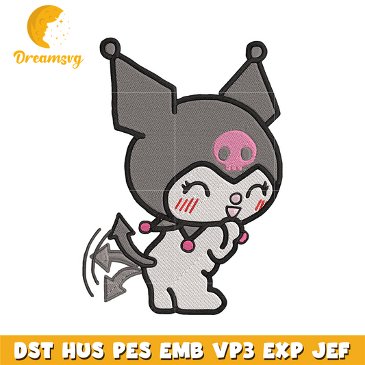 happy kuromi Embroidery Design, Hello kitty Embroidery