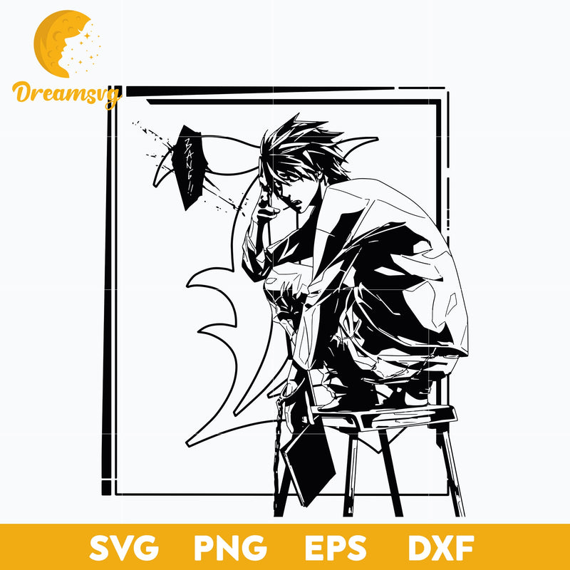 L Death Note Svg, L Character Svg, Death Note Svg, Manga Anime Svg, Anime Svg, png, eps, dxf digital download.