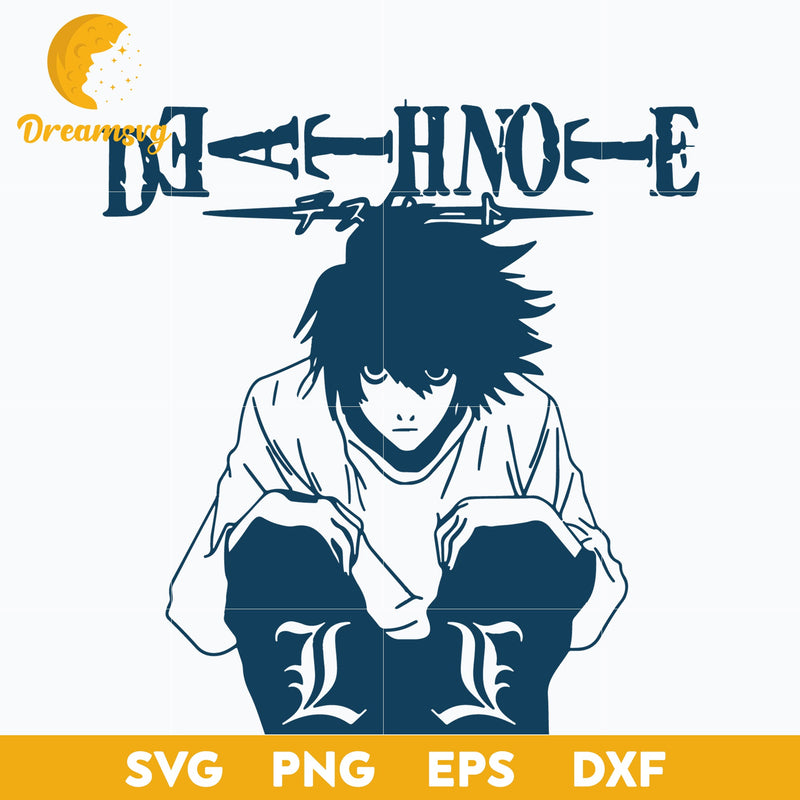 L Lawliet Svg, Death Note Svg, Japanese Cartoon Svg, Anime Svg, png, eps, dxf digital download.