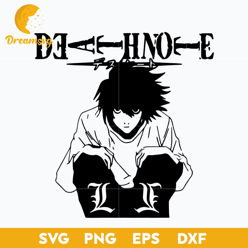 L Lawliet Svg, Death Note Svg, Japanese Cartoon Svg, Anime Svg, png, eps, dxf digital download.