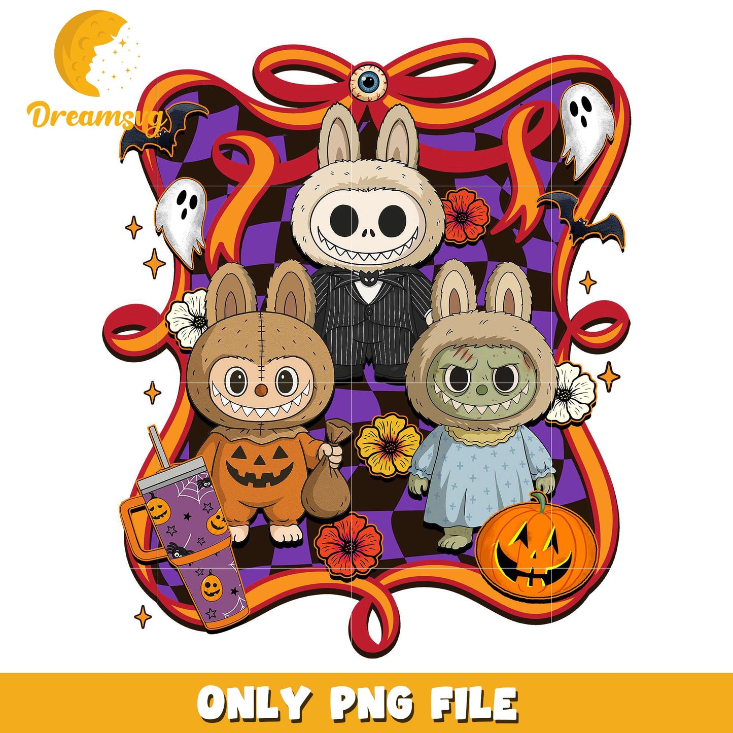 Labubu halloween png, halloween cartoons png, halloween movies png
