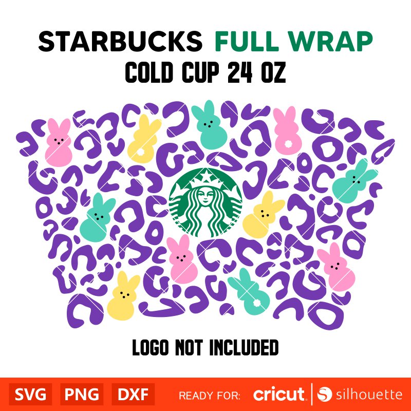 Leopard Easter Full Wrap Svg, Starbucks Svg, Coffee Ring Svg, Cold Cup Svg, Cricut, Silhouette Vector Cut File