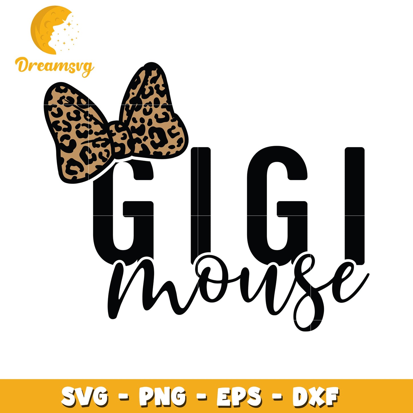 Leopard Bow Gigi Mouse SVG Design for Crafting Projects