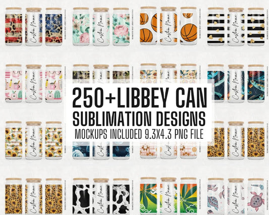 250+ MEGA BUNDLE 16oz Libbey Glass Can Tumbler Seamless Sublimation Designs, Glass Can Wrap png, Libbey Can Template, 16oz Libbey Wrap PNG