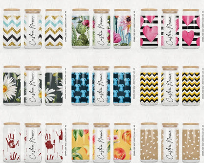 250+ MEGA BUNDLE 16oz Libbey Glass Can Tumbler Seamless Sublimation Designs, Glass Can Wrap png, Libbey Can Template, 16oz Libbey Wrap PNG