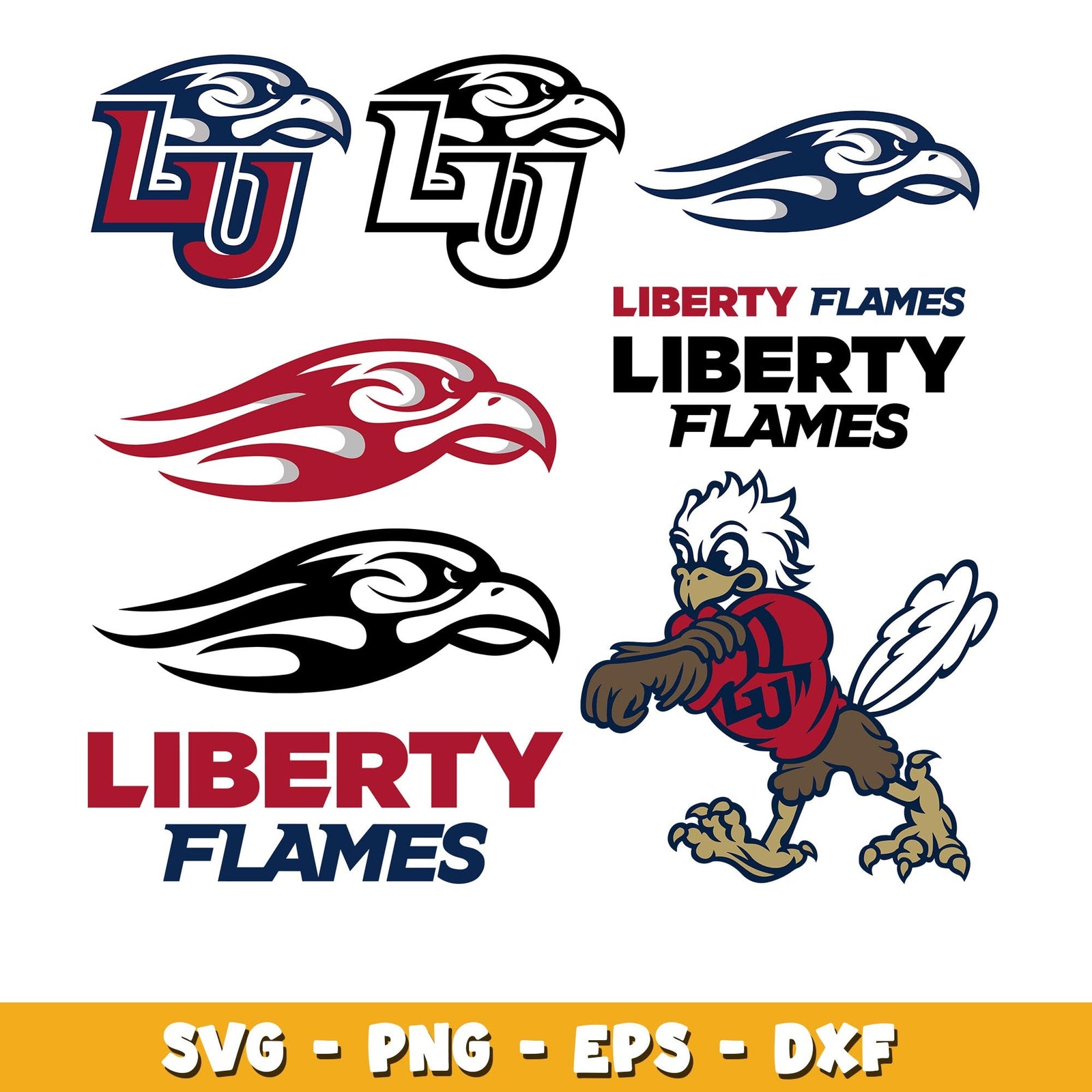 Liberty Flames Bundle svg, Liberty Flames logo svg, ncaa svg