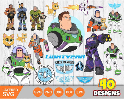 Lightyear SVG Layered Images Clipart PNG Instant Digital Download Buzz Lightyear cat Sox cricut shirts crafts