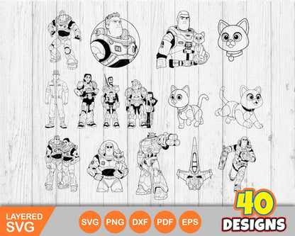 Lightyear SVG Layered Images Clipart PNG Instant Digital Download Buzz Lightyear cat Sox cricut shirts crafts