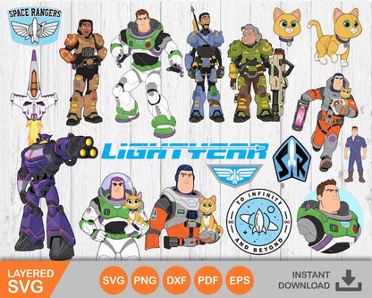 Lightyear SVG Layered Images Clipart PNG Instant Digital Download Buzz Lightyear cat Sox cricut shirts crafts