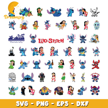 Lilo & Stitch 100 Cliparts Bundle, Lilo and Stitch SVG Cut Files for Cricut / Silhouette, PNG DXF, instant download