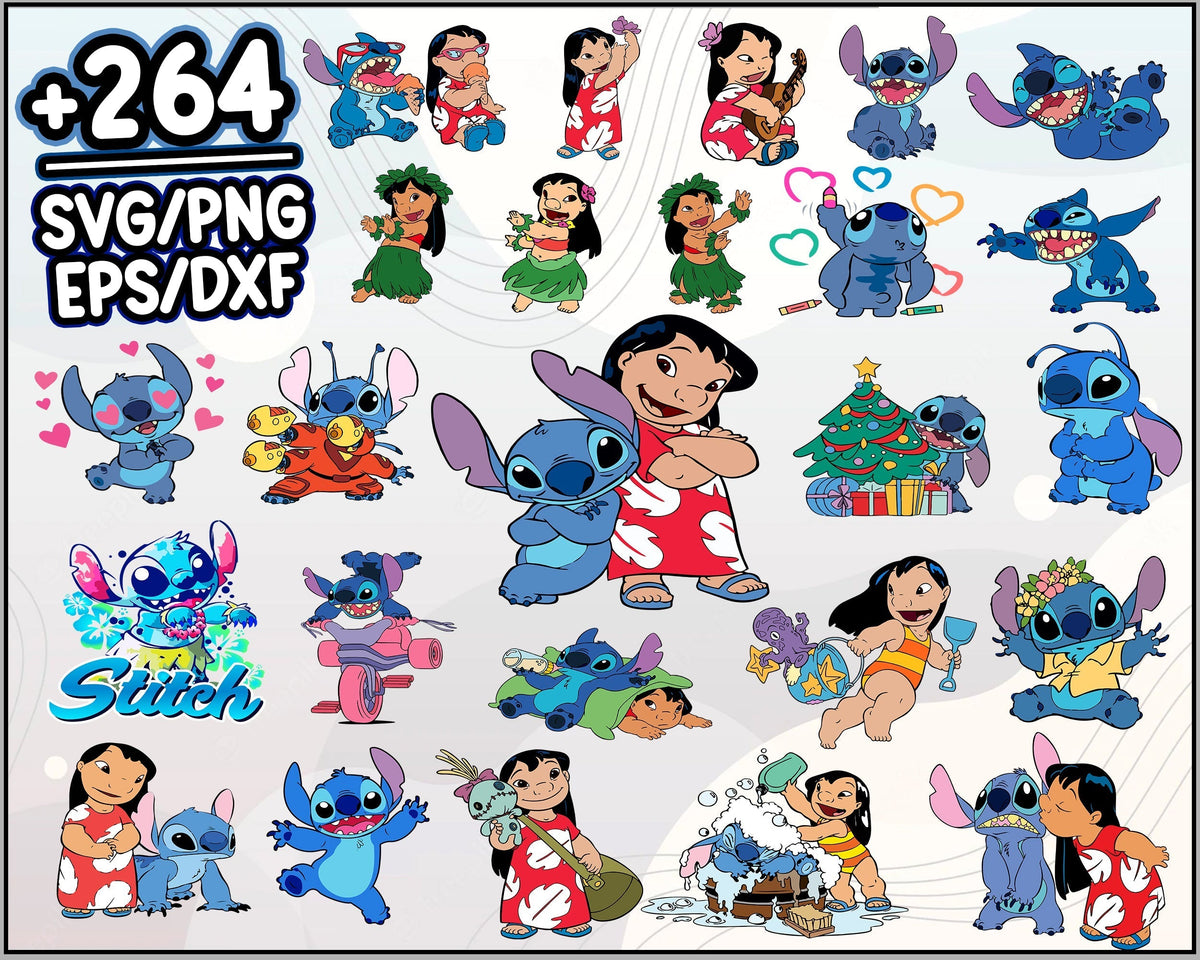 264+ Lilo and Stitch Bundle SVG, stitch svg, Lilo and Stitch SVG bundle for Cricut, lilo and stitch palm png, clipart, stitch character svg, Cartoon svg, png, dxf, eps digital file